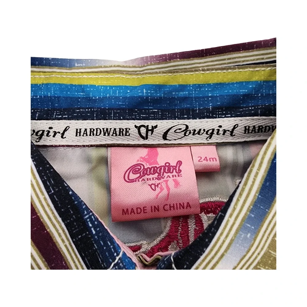 Cowgirl Hardware Toddler Girls Serape Stripe Western‎ Romper Horse 24M NWT